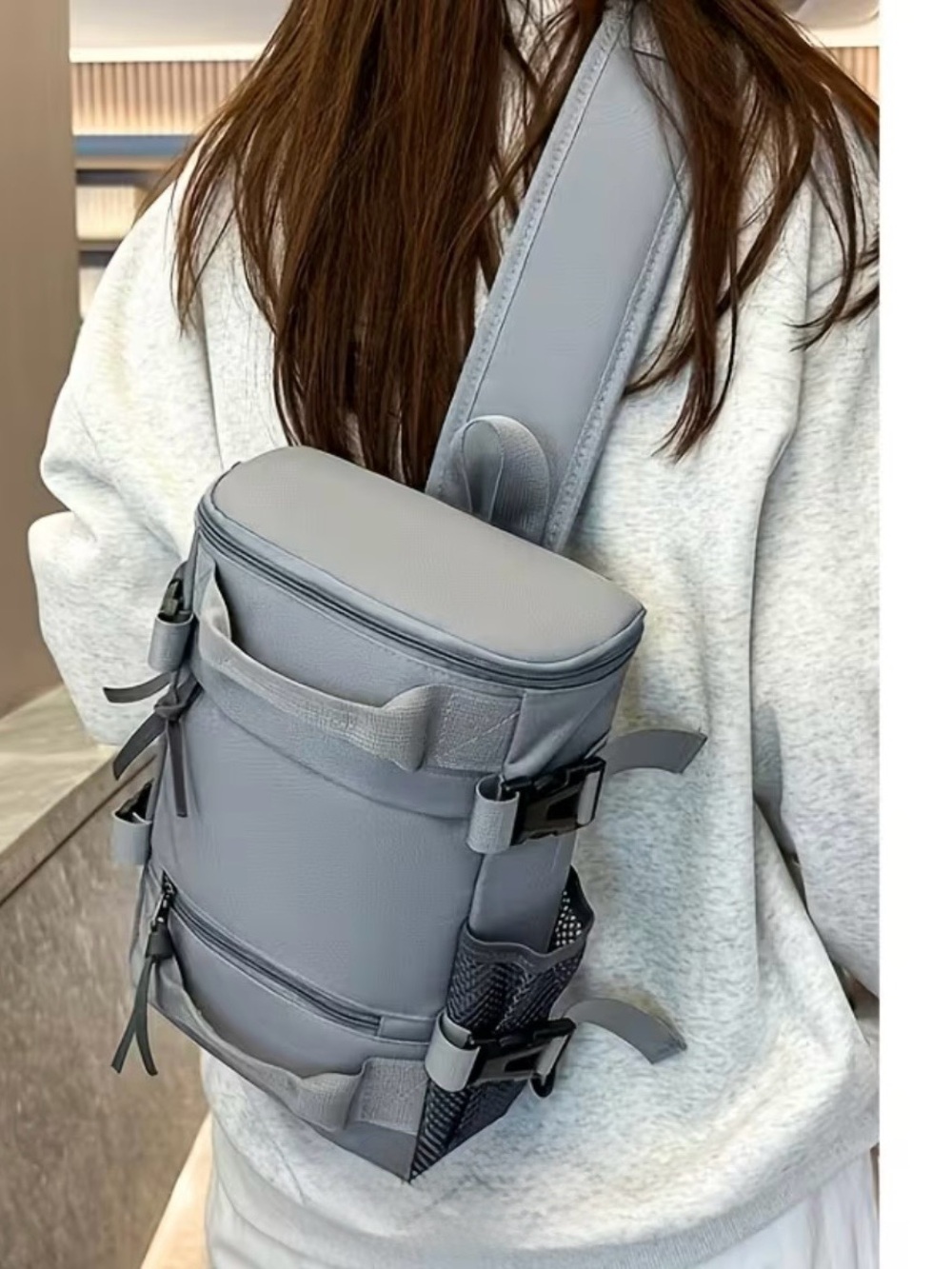 Minimalist Light Gray Sling Bag — Unbranded
